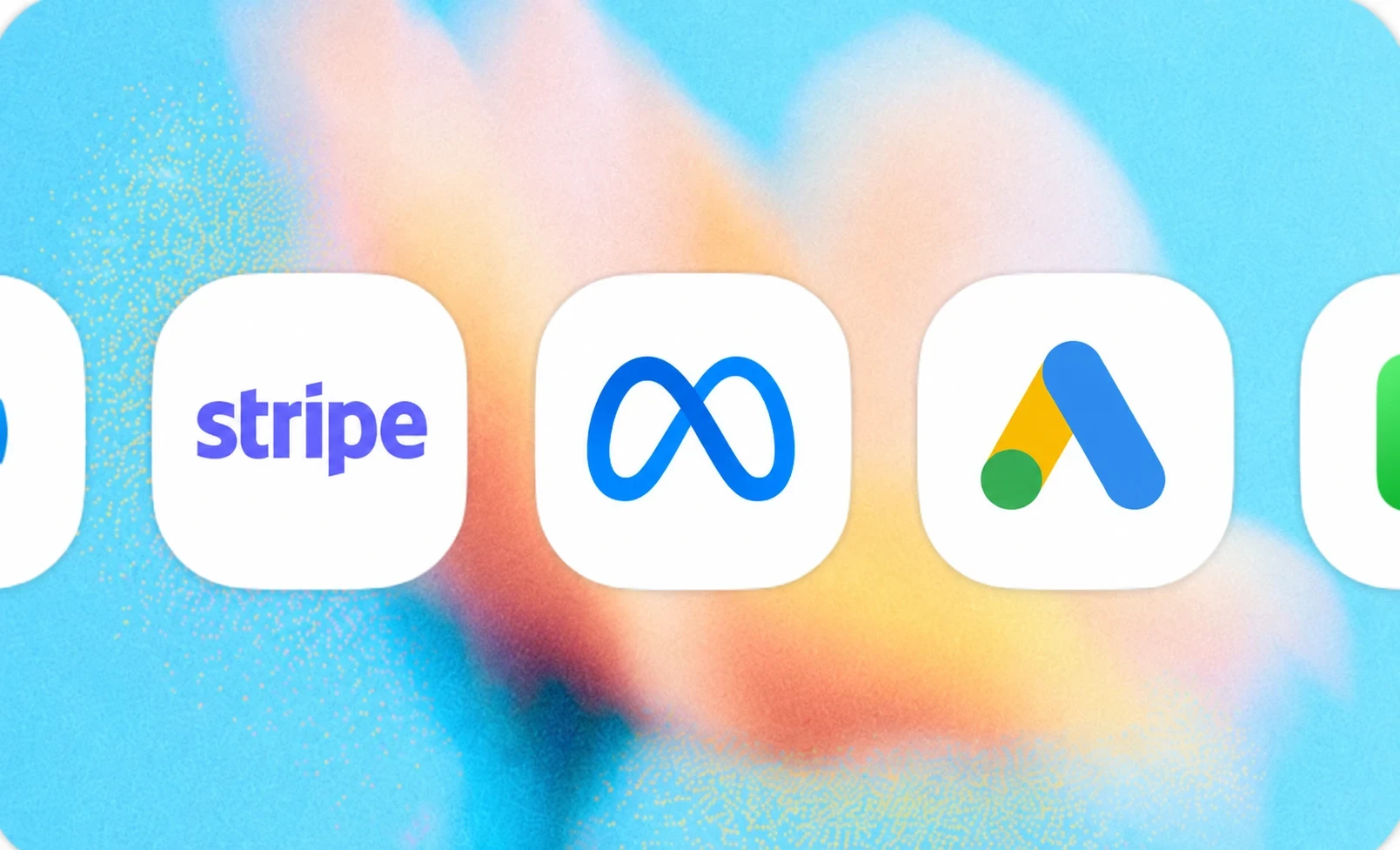 Stripe, Meta, and Google Ads integration tiles